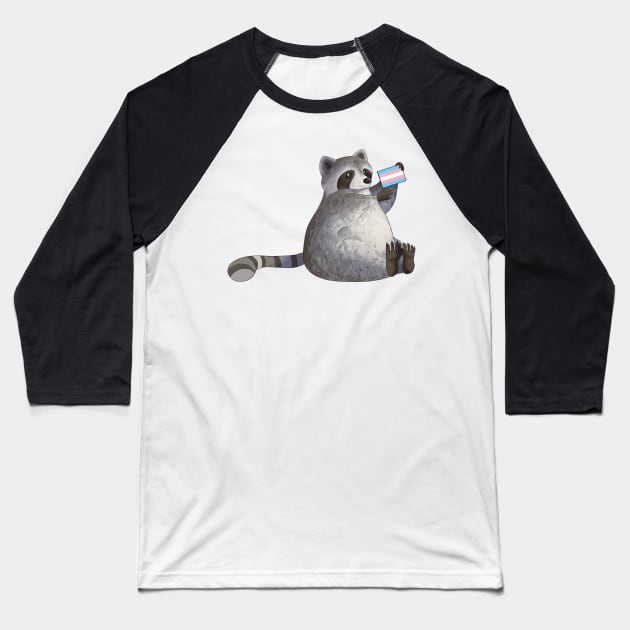 Transgender Pride Raccoon Baseball T-Shirt by celestialuka